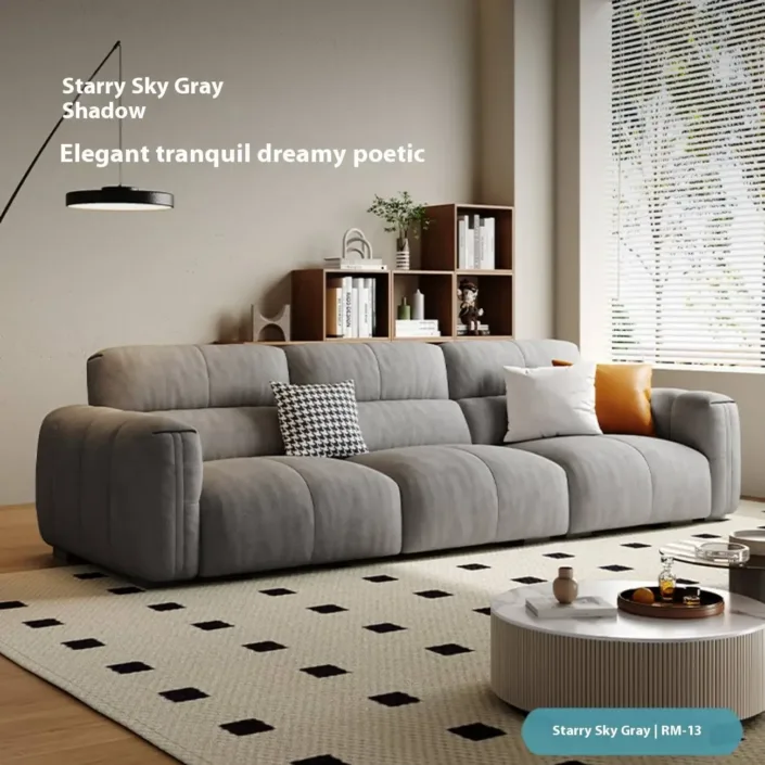 Globe Sofa - New Cream-Toned Tech Fabric Sofa in Linear Design Globe Sofa - New Cream-Toned Tech Fabric Sofa in Linear Design