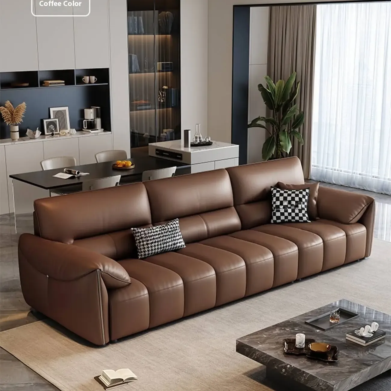 主图-07 Globe Sofa - Light-Luxury Cream Style Top-Grain Leather Sofa