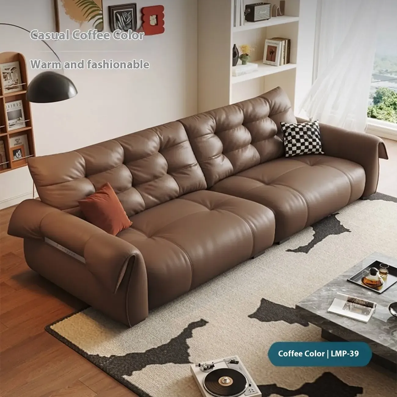 主图-07 Globe Sofa - Swan-Neck Armrest Italian Leather Sofa