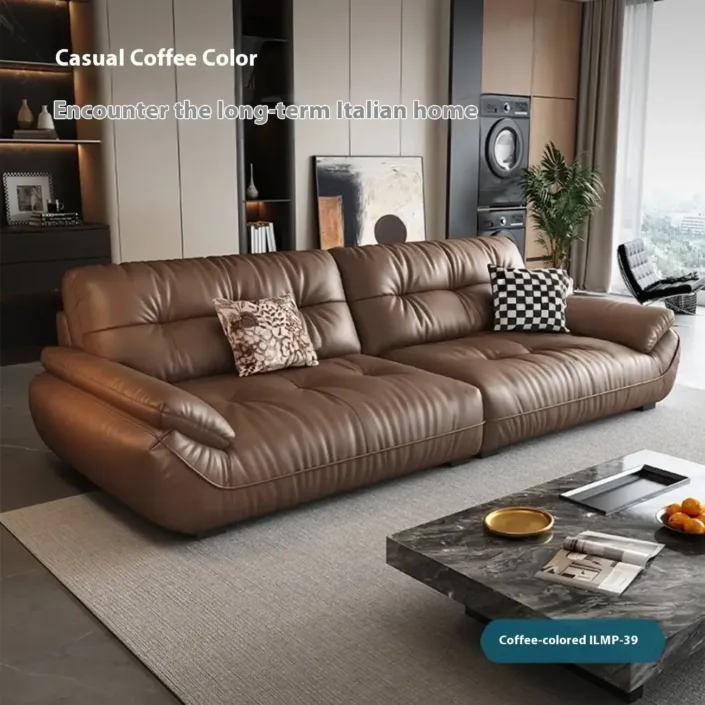 Globe Sofa - Luxury-inspired modern beige leather sofa Globe Sofa - Luxury-inspired modern beige leather sofa