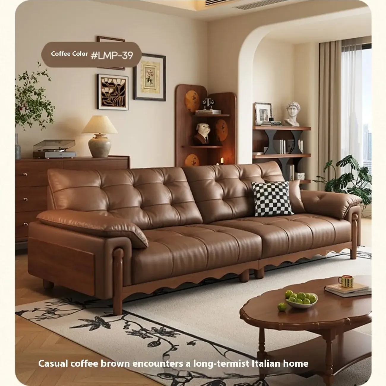 主图-08 Globe Sofa - Italian Minimalist Mid-Century Cloud Leather Sofa