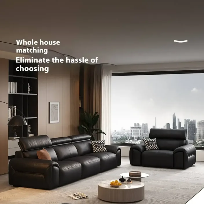 Globe Sofa - Premium Black Minimalist Luxury Top-Grain Leather Sofa Globe Sofa - Premium Black Minimalist Luxury Top-Grain Leather Sofa