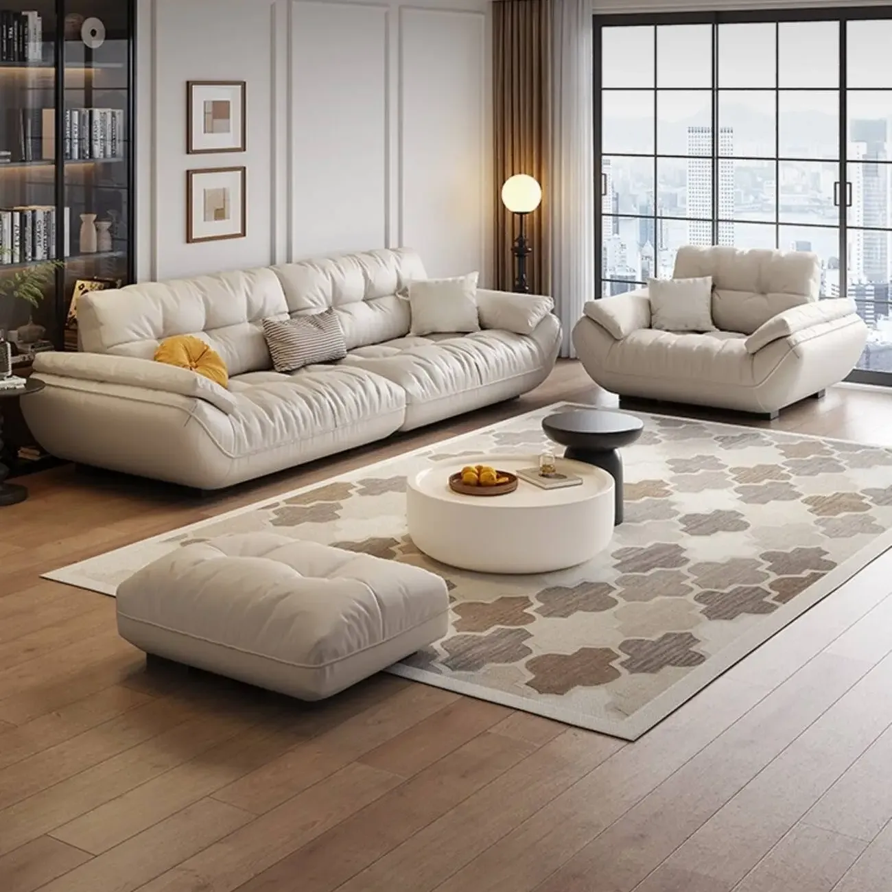 主图-08 Globe Sofa - Luxury-inspired modern beige leather sofa