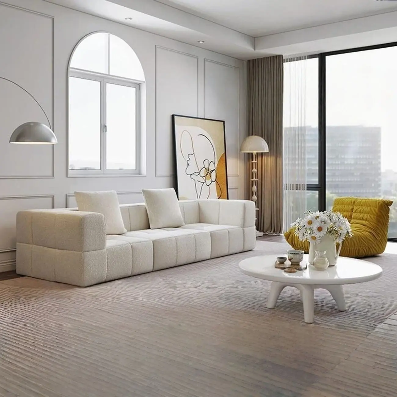 主图-3 Globe Sofa - Vertical-flow tofu module compression sofa