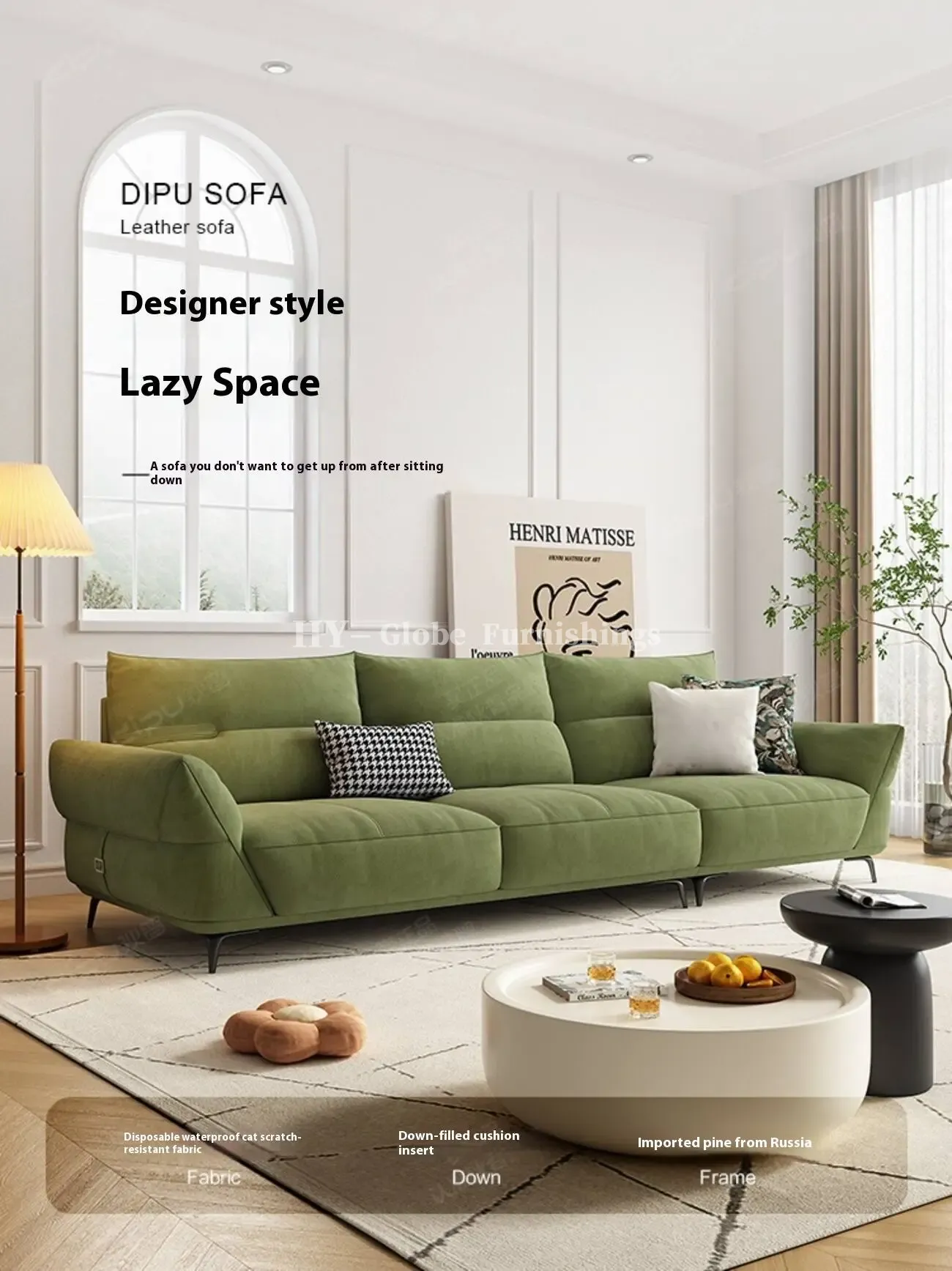 Globe Sofa - Cream-Style Tech Fabric Sofa