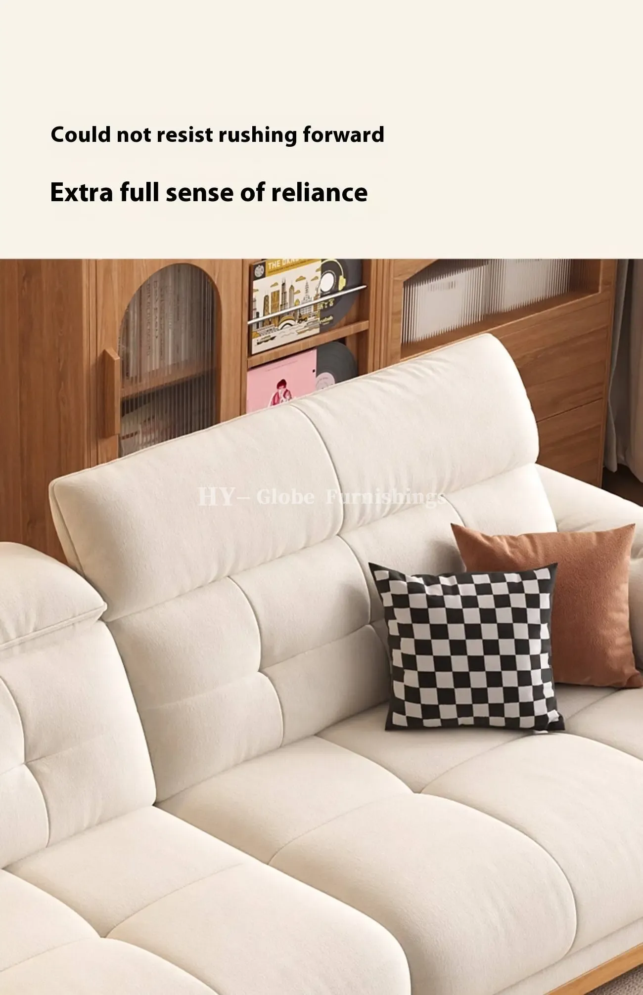 Globe Sofa - Solid Wood Cream-Style Upholstered Sofa