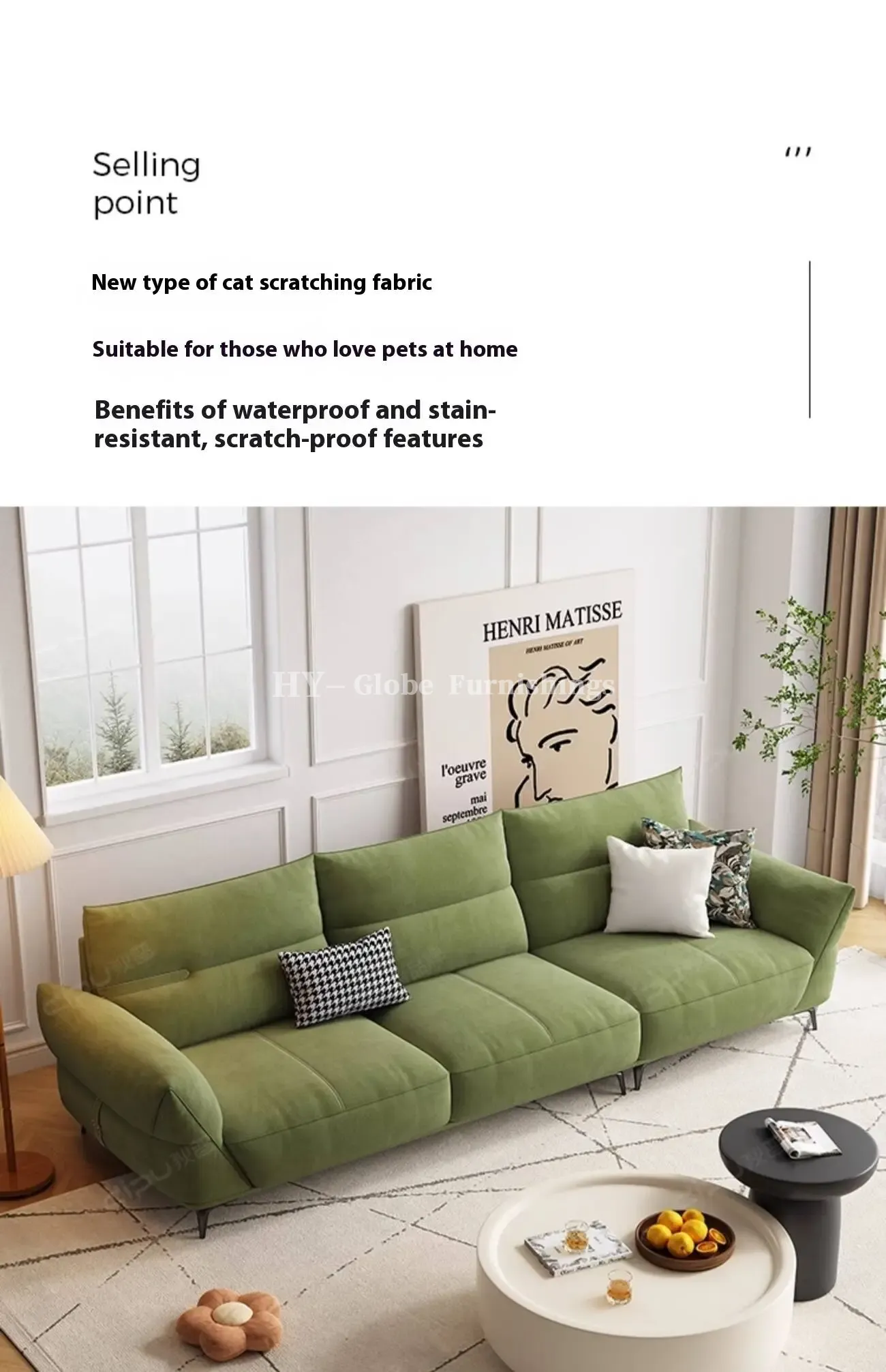Globe Sofa - Cream-Style Tech Fabric Sofa
