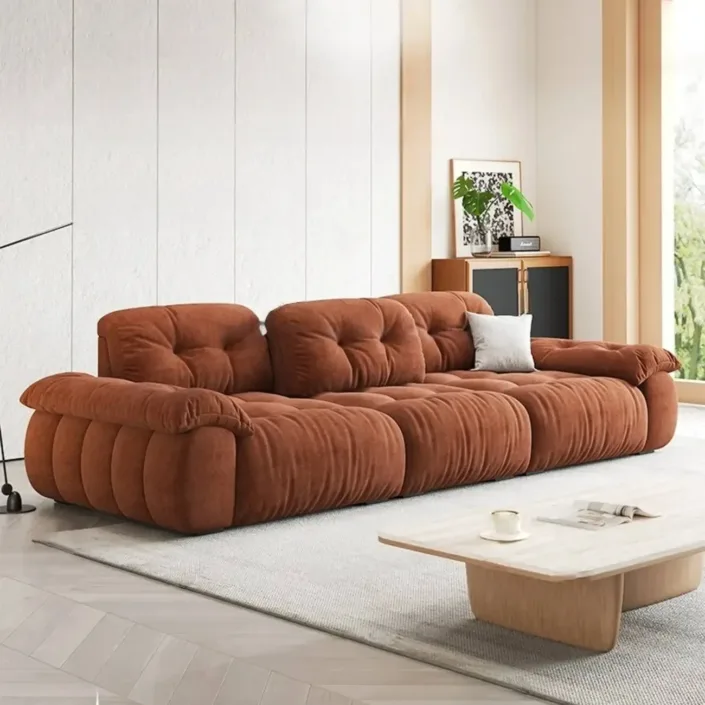 Globe Sofa - Italian Minimalist Deep-Seated Straight-Back Chenille Upholstered Cloud-Like Sofa Globe Sofa - Italian Minimalist Deep-Seated Straight-Back Chenille Upholstered Cloud-Like Sofa