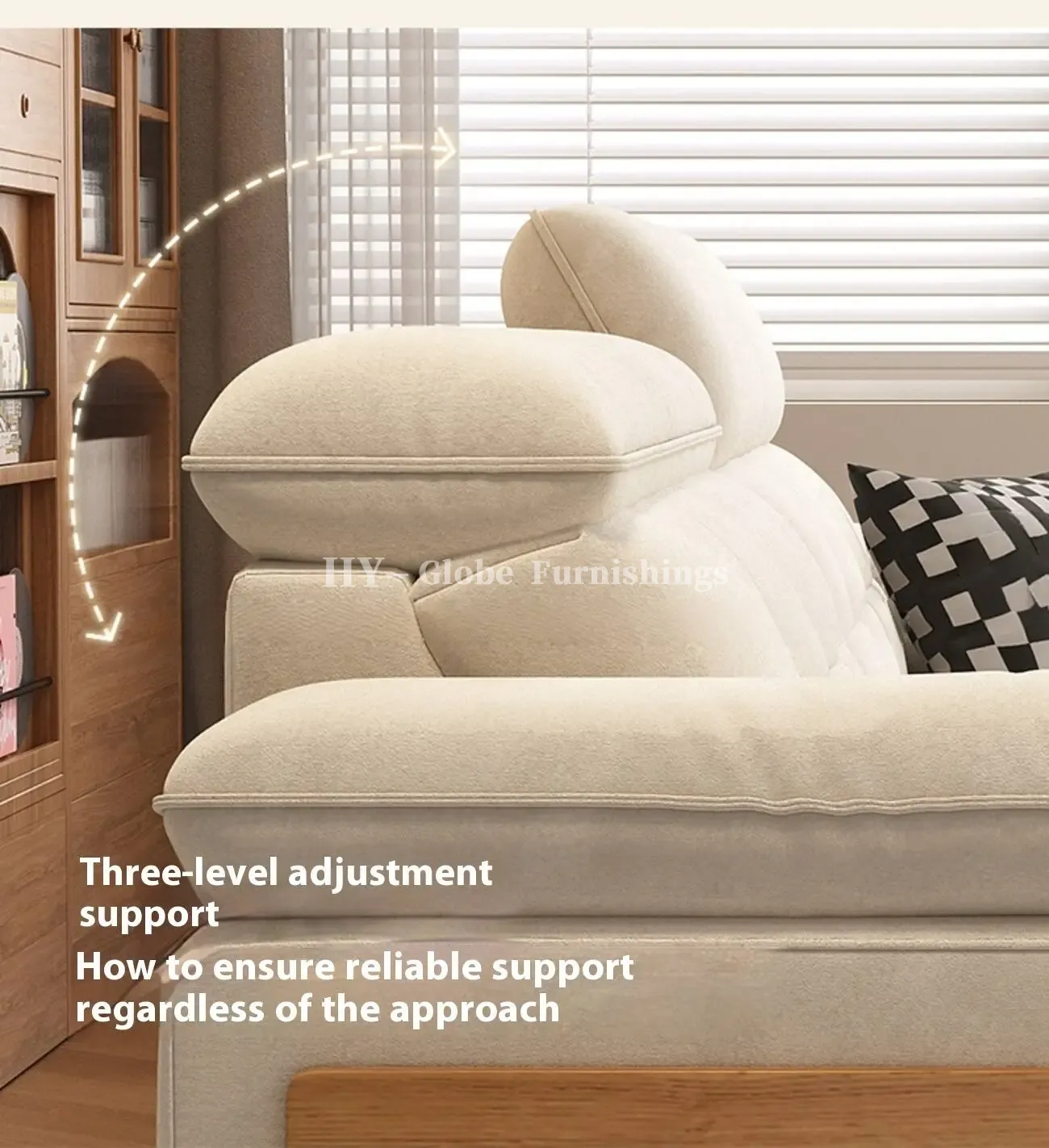 Globe Sofa - Solid Wood Cream-Style Upholstered Sofa