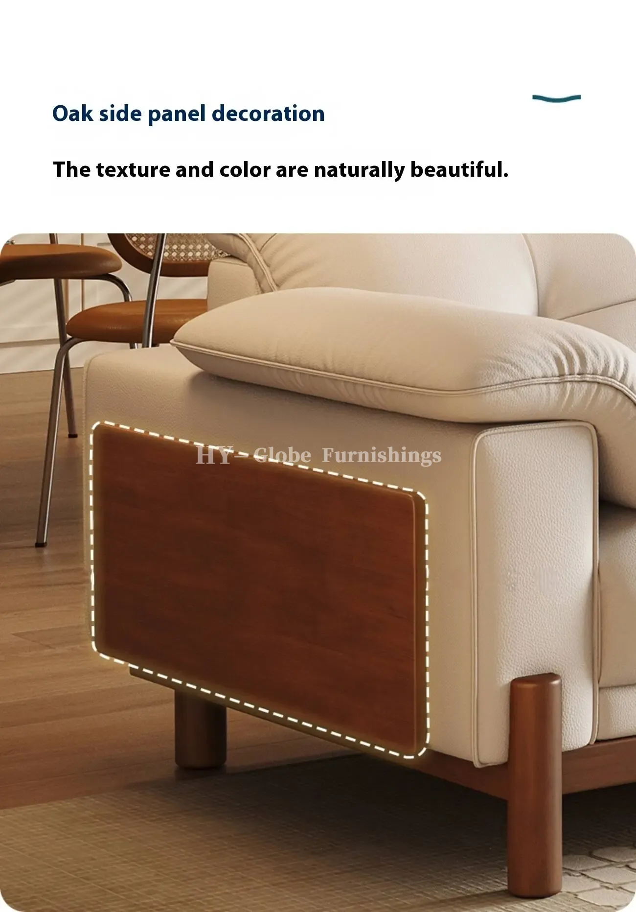 Globe Sofa - Vintage Elegant Solid Wood Leather Sofa