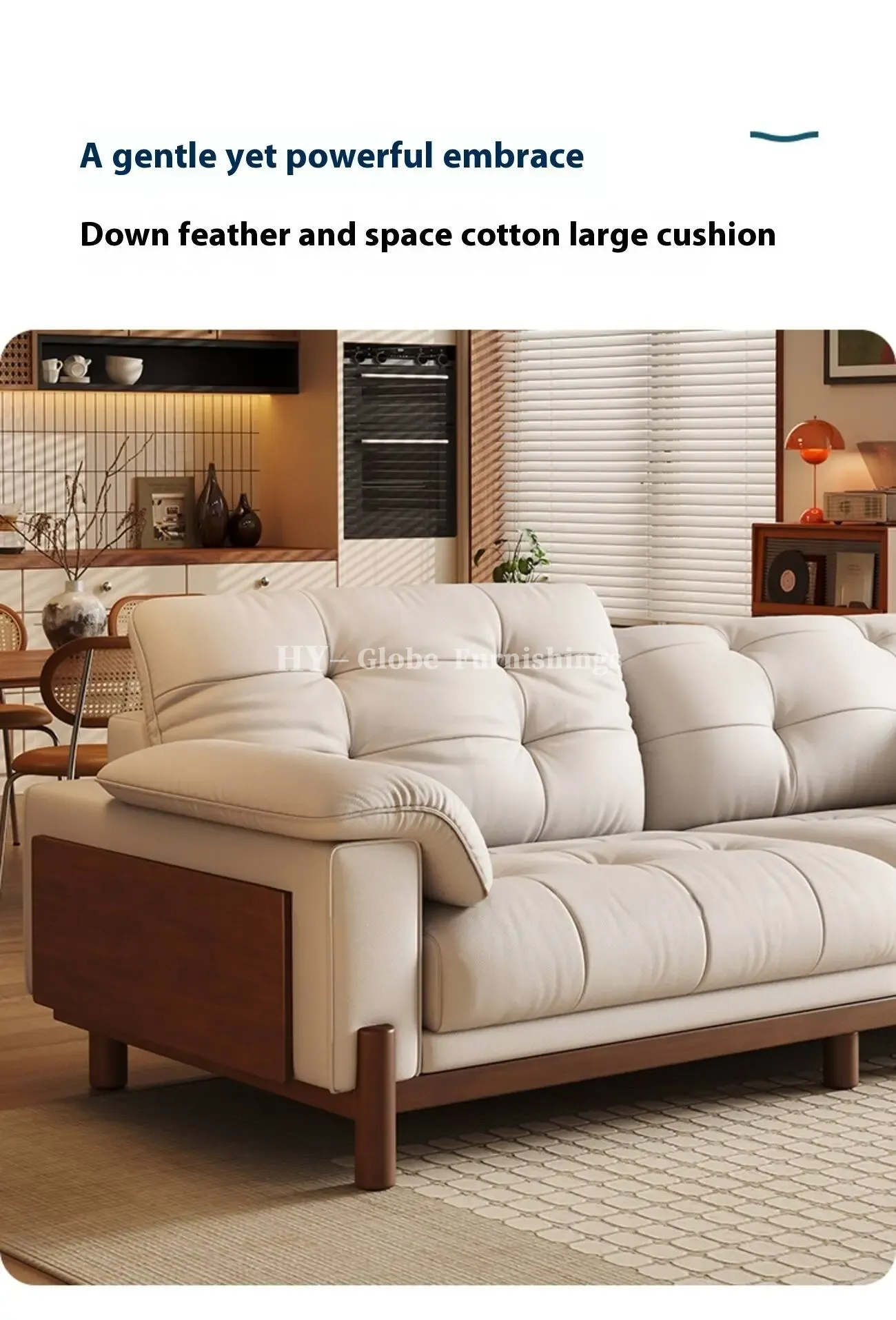 Globe Sofa - Vintage Elegant Solid Wood Leather Sofa