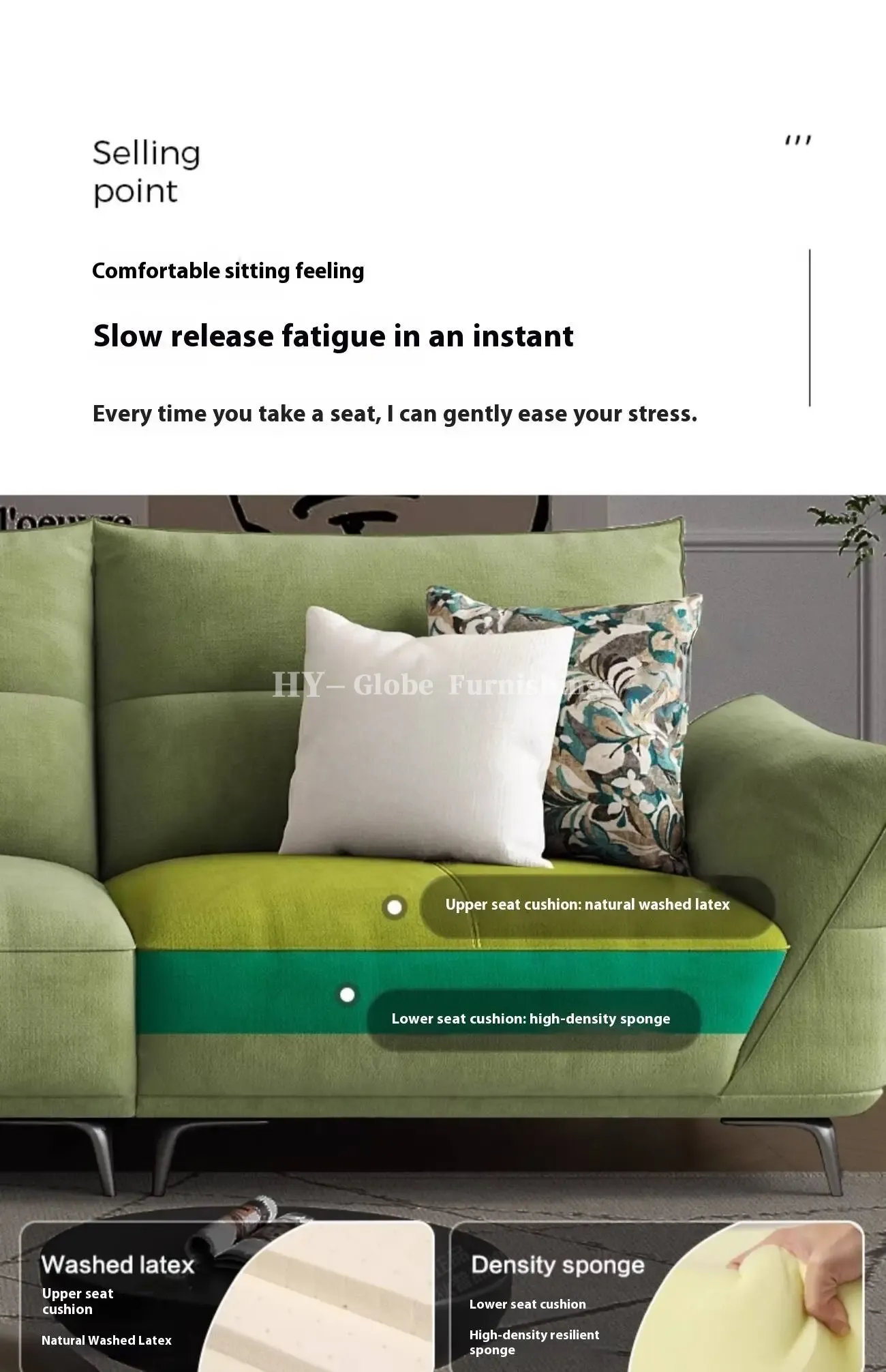 Globe Sofa - Cream-Style Tech Fabric Sofa