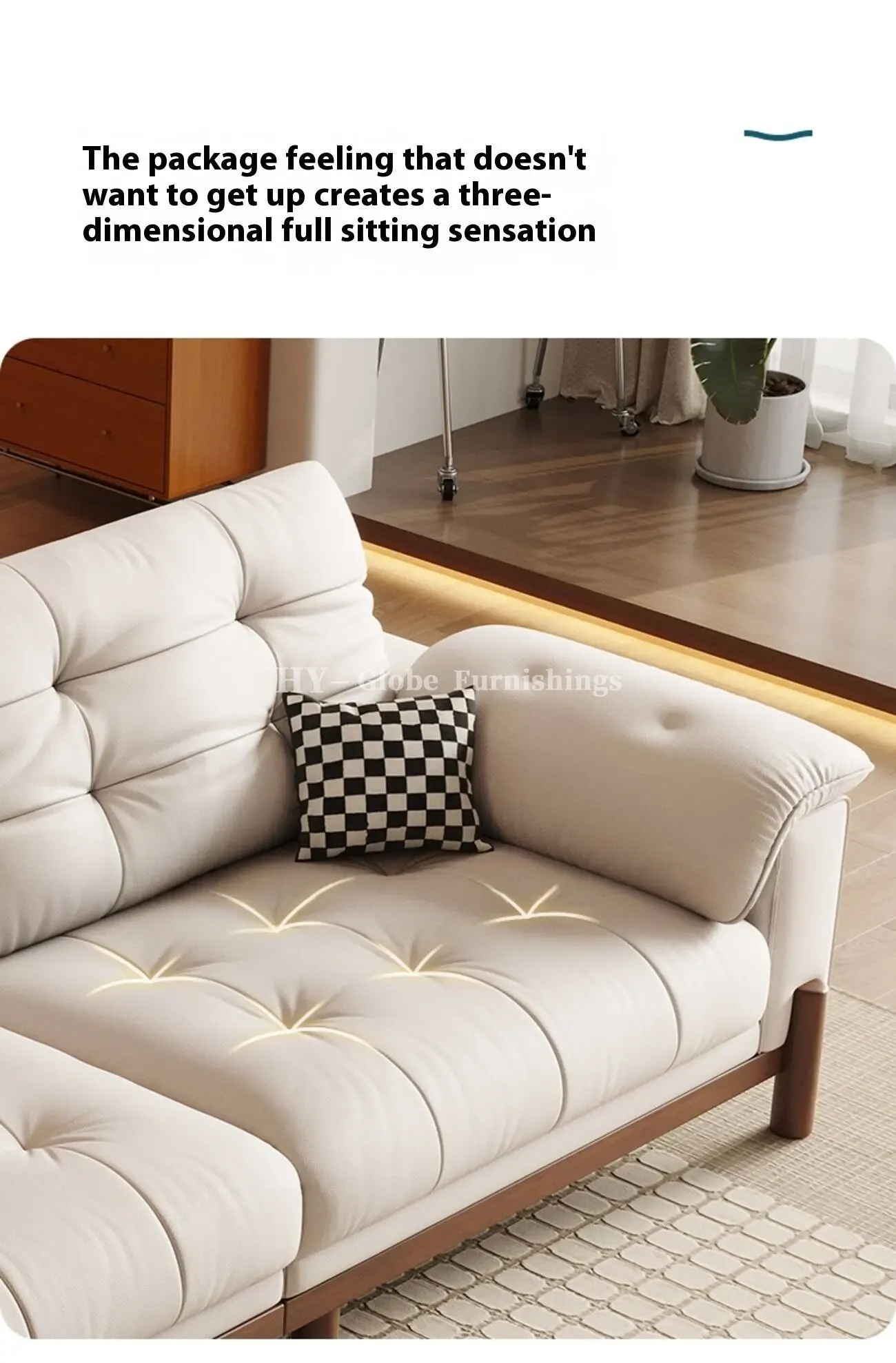 Globe Sofa - Vintage Elegant Solid Wood Leather Sofa