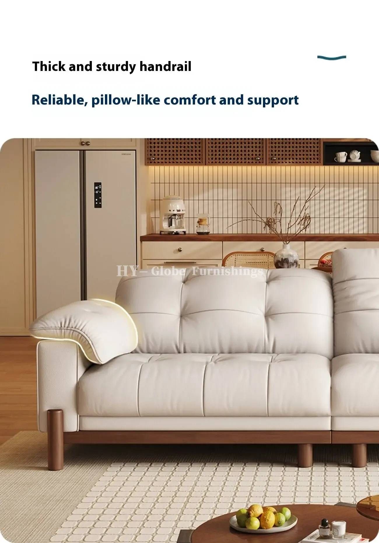 Globe Sofa - Vintage Elegant Solid Wood Leather Sofa