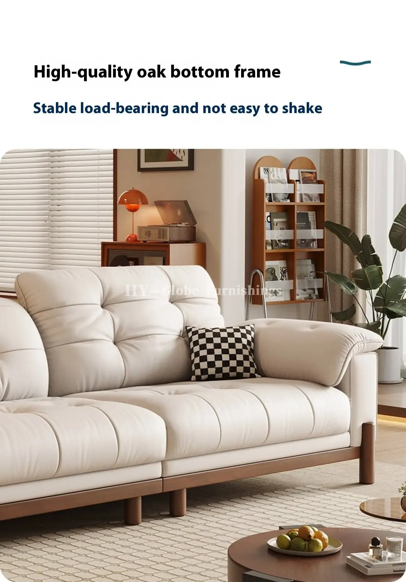 Globe Sofa - Vintage Elegant Solid Wood Leather Sofa