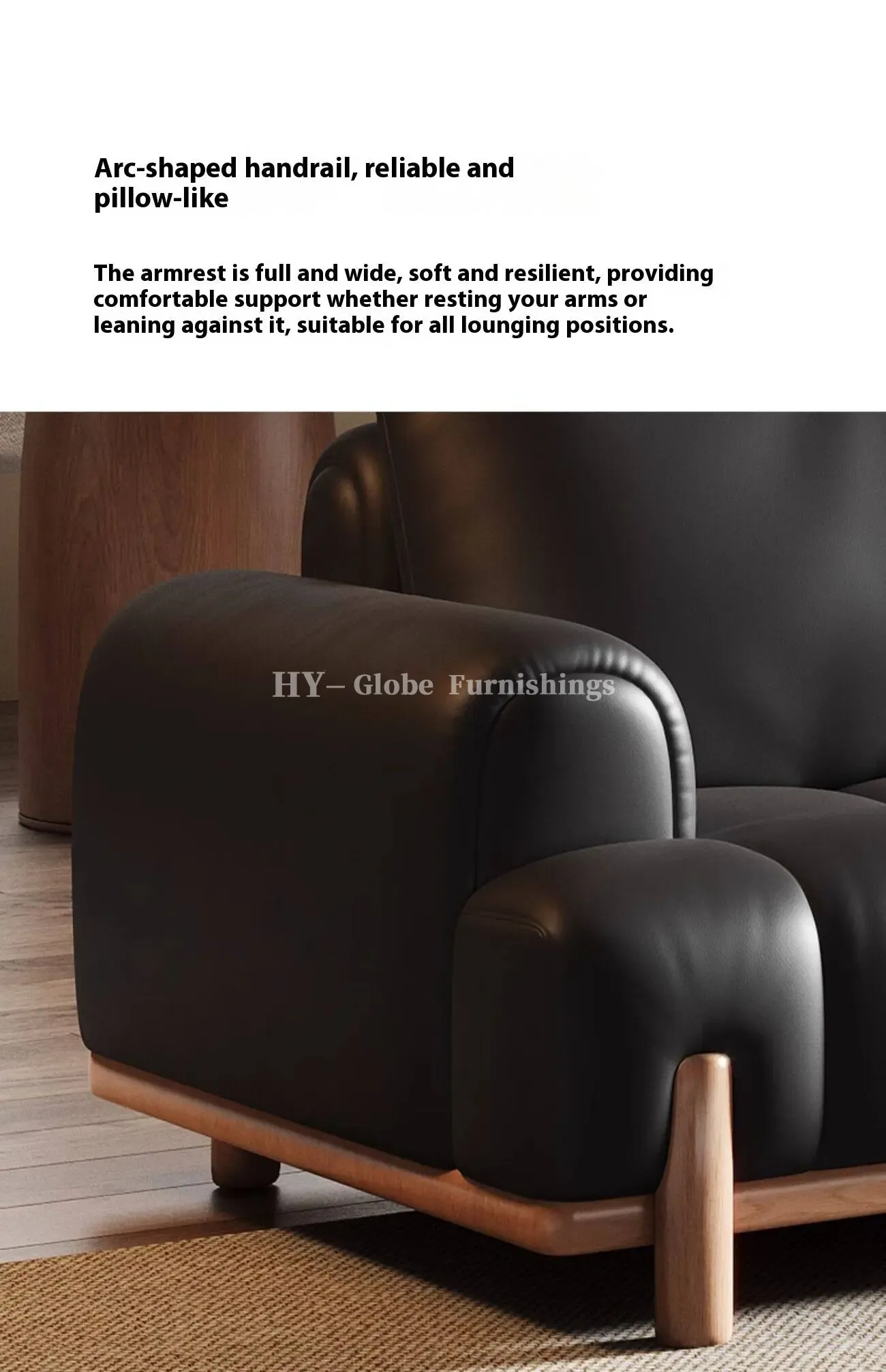 Globe Sofa - Black genuine leather cloud-shaped sofa