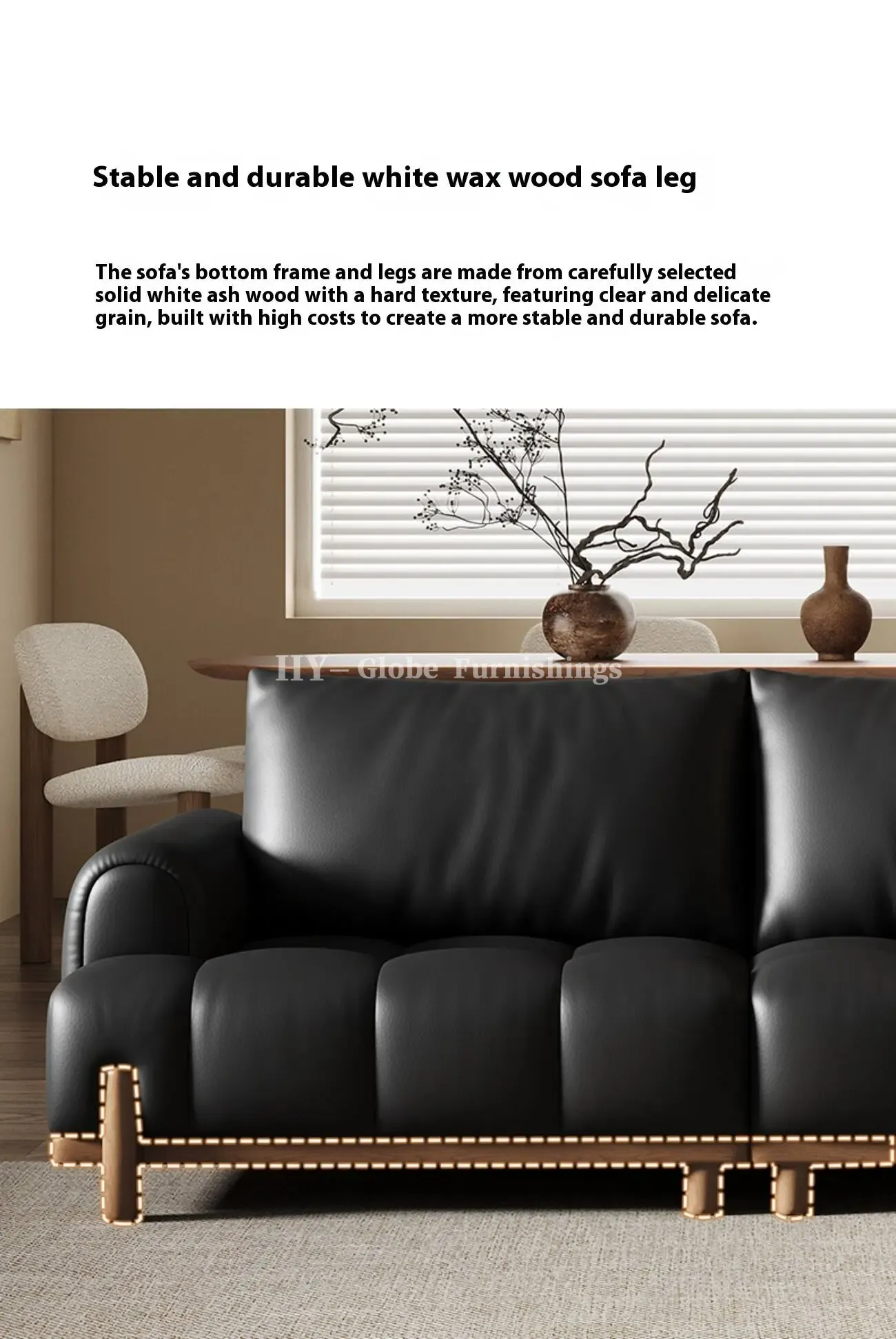 Globe Sofa - Black genuine leather cloud-shaped sofa