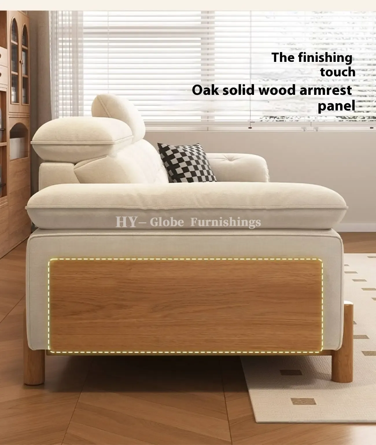 Globe Sofa - Solid Wood Cream-Style Upholstered Sofa