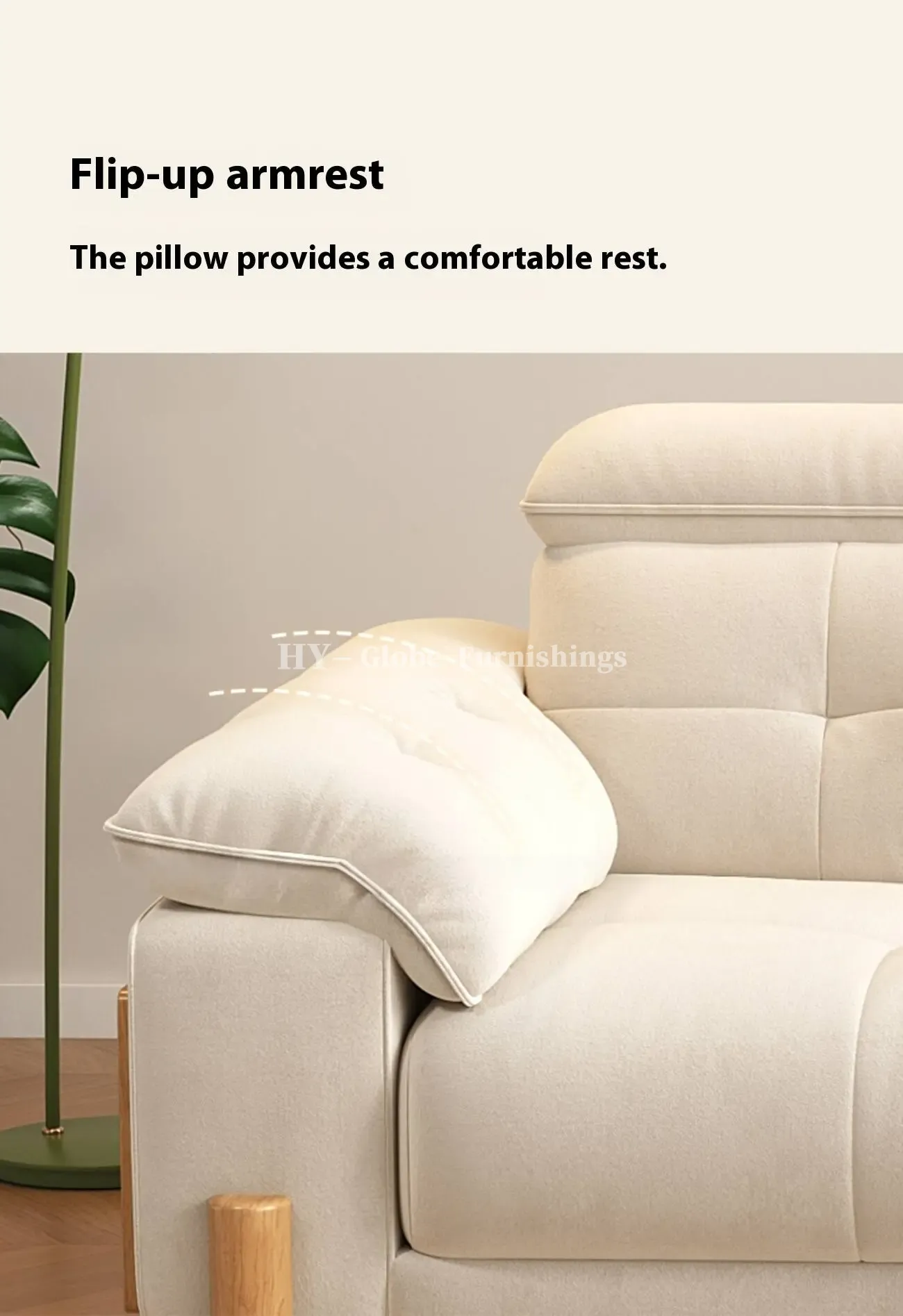 Globe Sofa - Solid Wood Cream-Style Upholstered Sofa