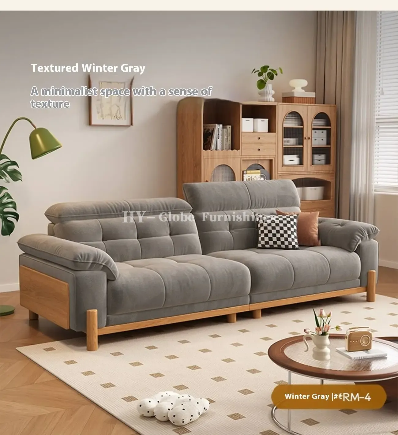 Globe Sofa - Solid Wood Cream-Style Upholstered Sofa