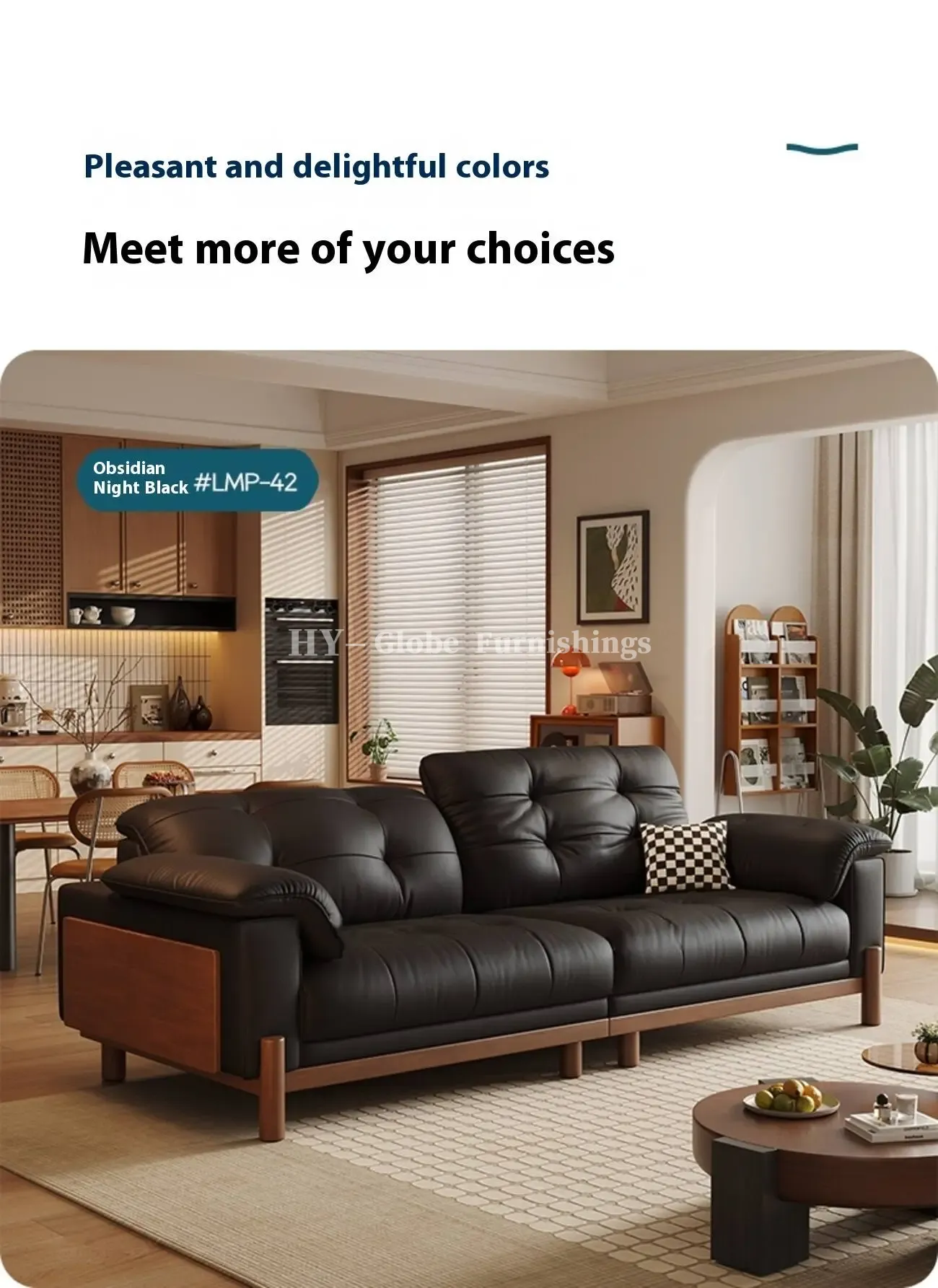 Globe Sofa - Vintage Elegant Solid Wood Leather Sofa