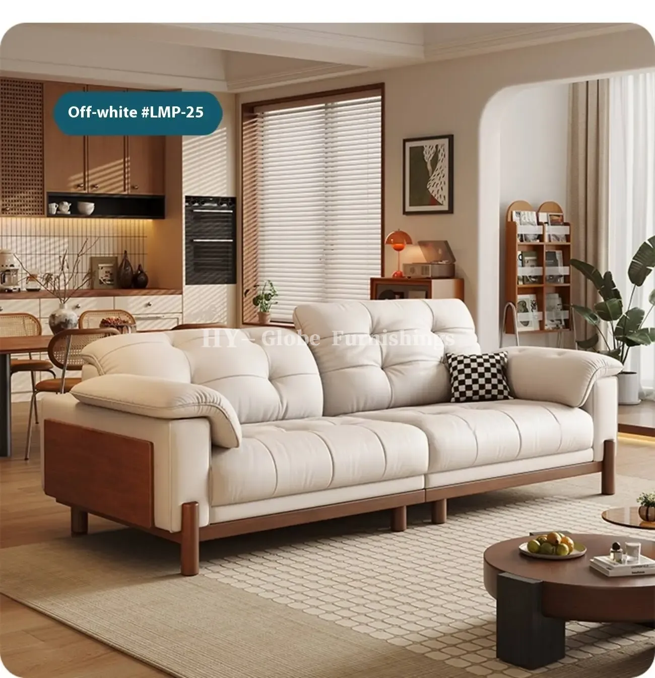 Globe Sofa - Vintage Elegant Solid Wood Leather Sofa