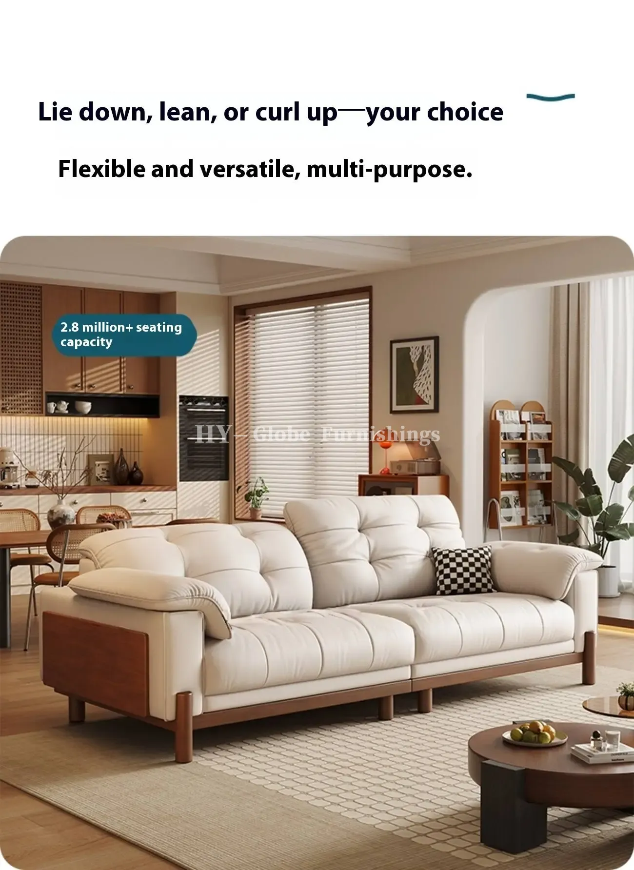 Globe Sofa - Vintage Elegant Solid Wood Leather Sofa