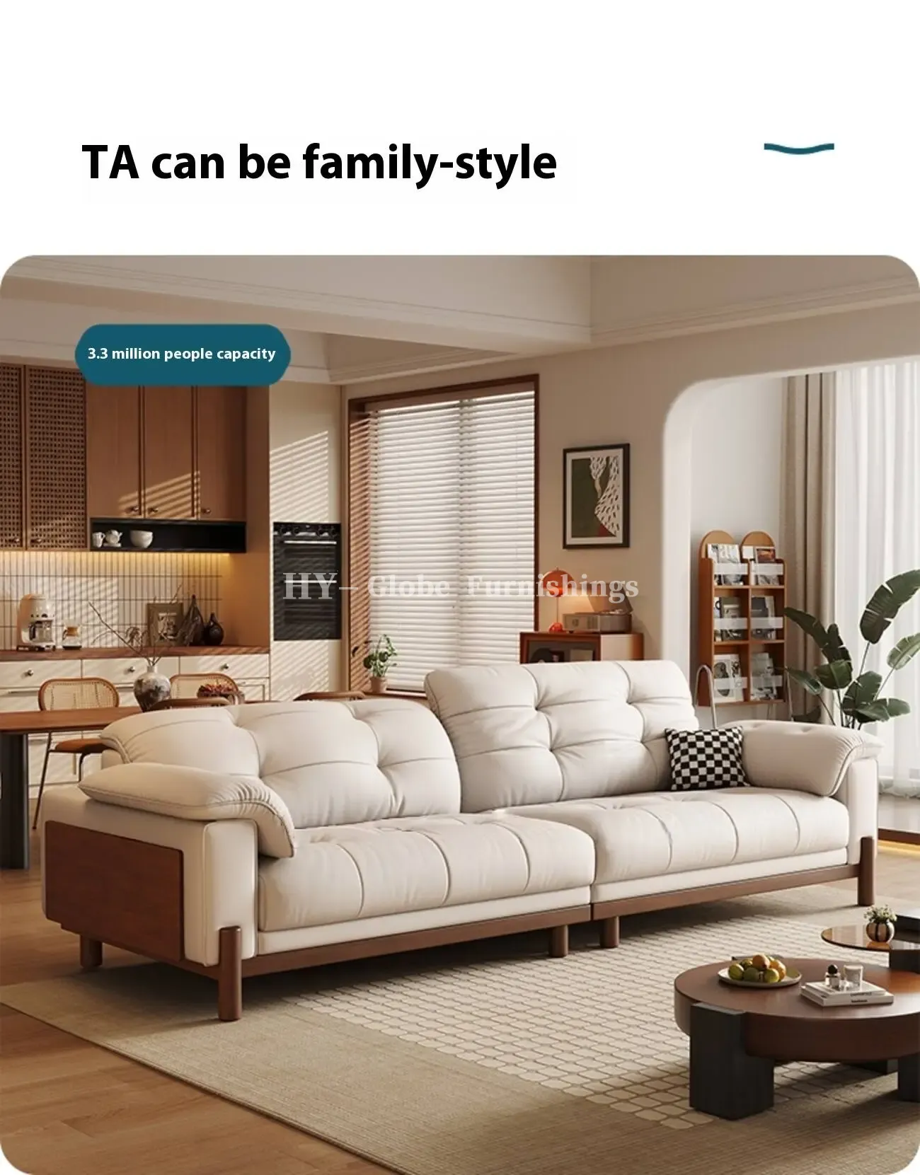 Globe Sofa - Vintage Elegant Solid Wood Leather Sofa