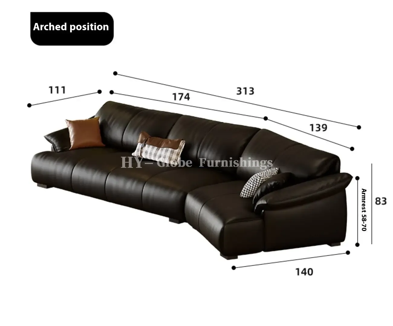 Globe Sofa - Italian-style luxury curved leather sofa 详情-42