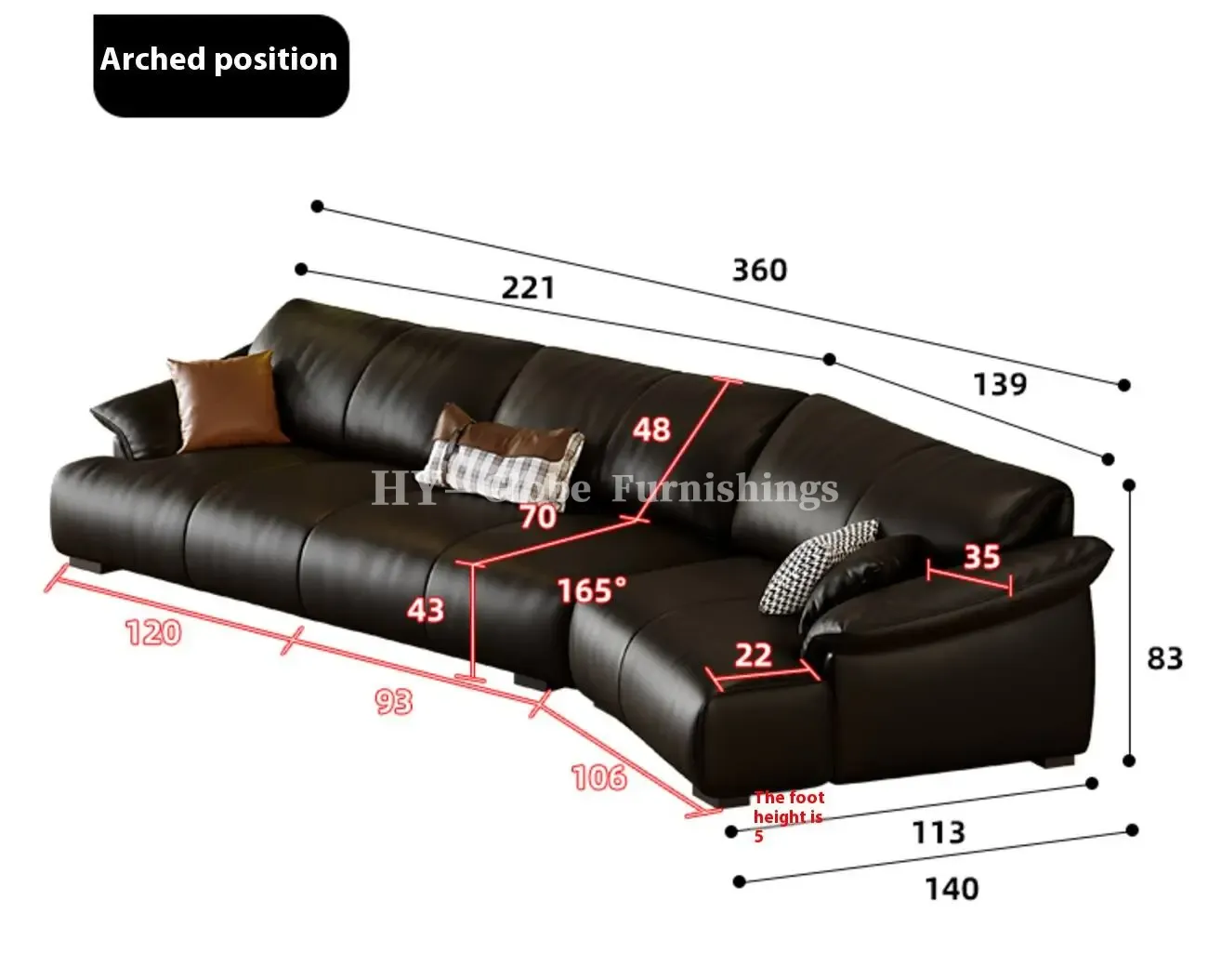 Globe Sofa - Italian-style luxury curved leather sofa 详情-43