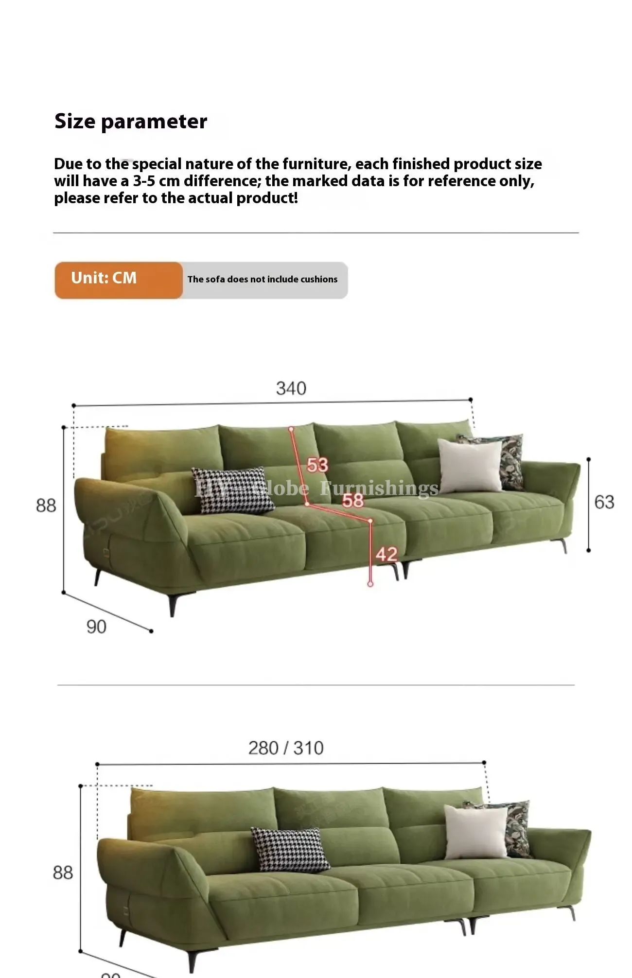 Globe Sofa - Cream-Style Tech Fabric Sofa