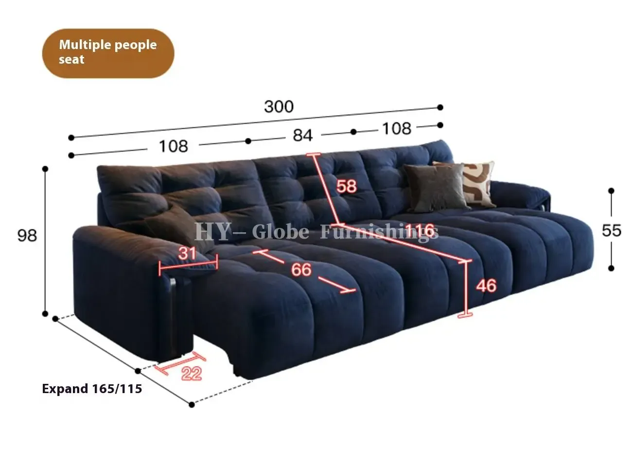 Globe Sofa - Cream folding and telescoping functional sofa