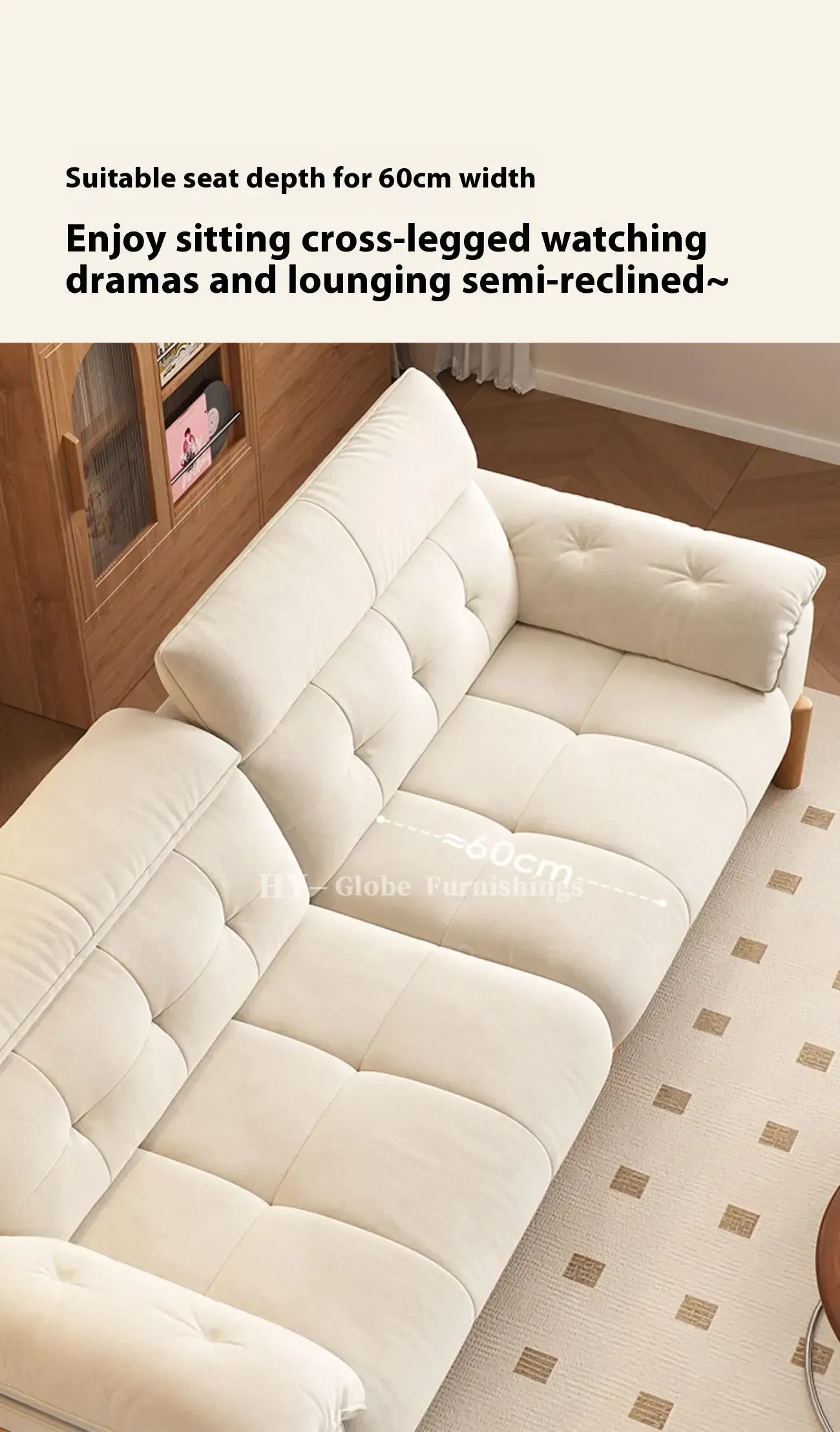 Globe Sofa - Solid Wood Cream-Style Upholstered Sofa