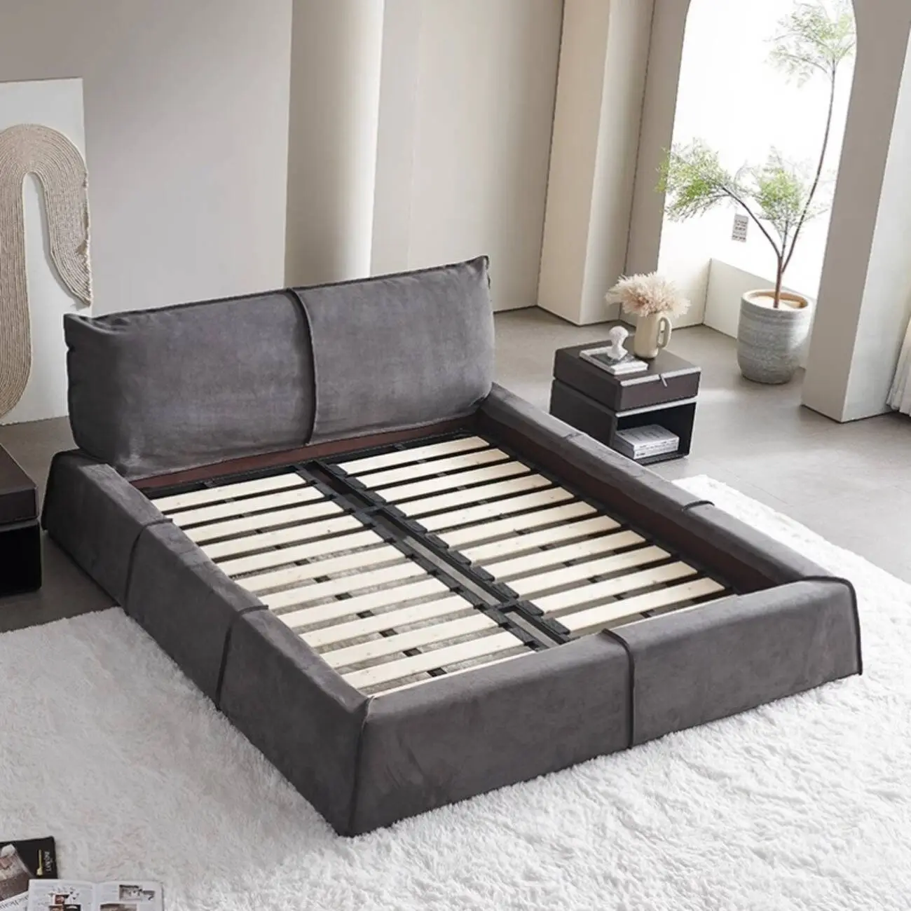 主图-005 Globe Sofa - Minimalist Design Microfiber Suede Fabric Paris Bed
