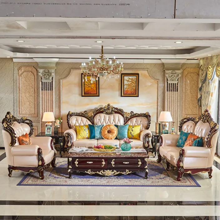 European Classic Solid Wood Carved Villa Palace Sofa