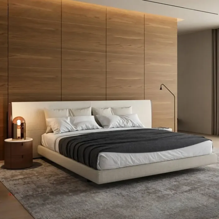 Modern Minimalist Linen-Cotton Blend Wide-Screen YUME Bed
