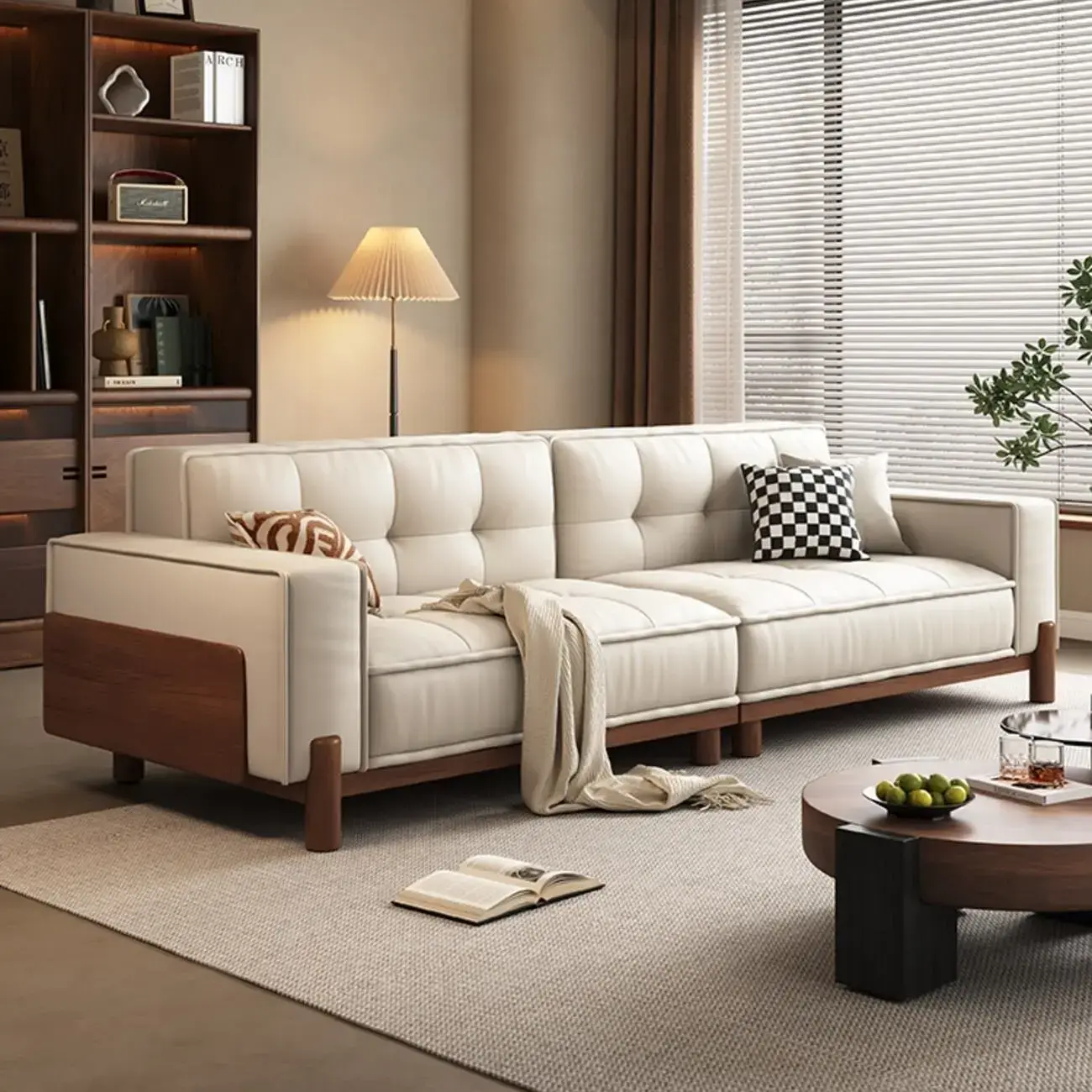 主图-01 Globe Sofa - Top-Grain Leather American Vintage Solid Wood Sofa