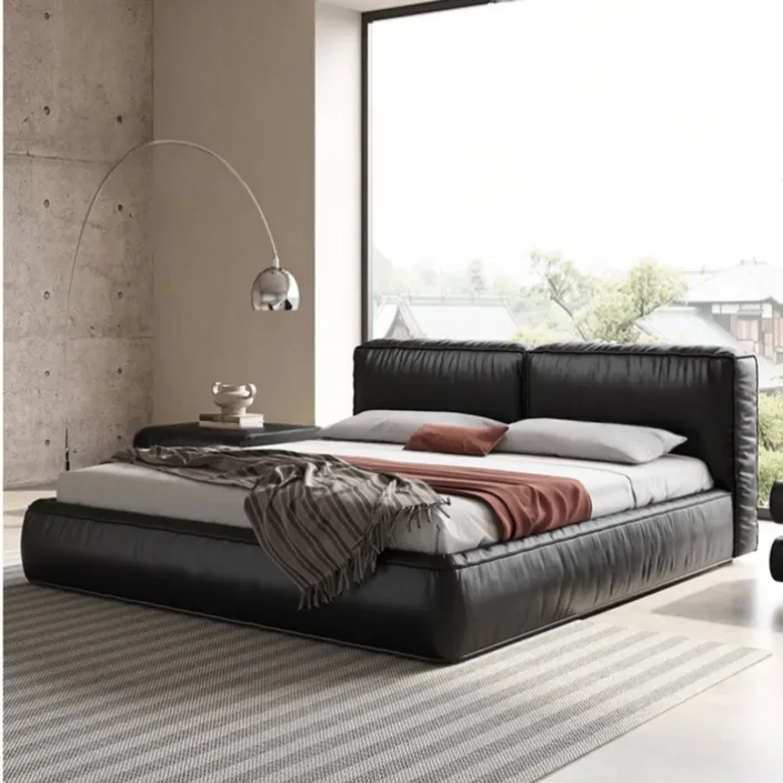 Tofu Block Italian-Style Luxury Leather Bed
