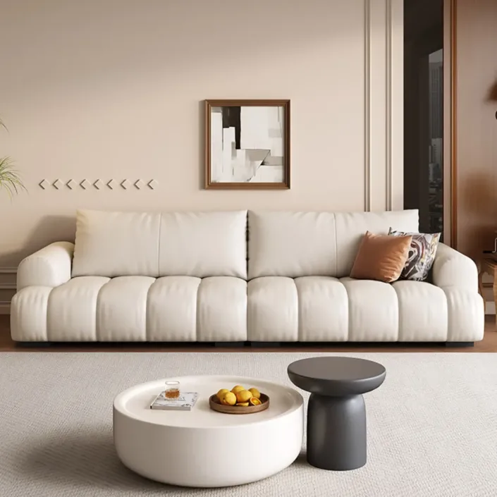 Pastry-shaped piano key genuine leather sofa