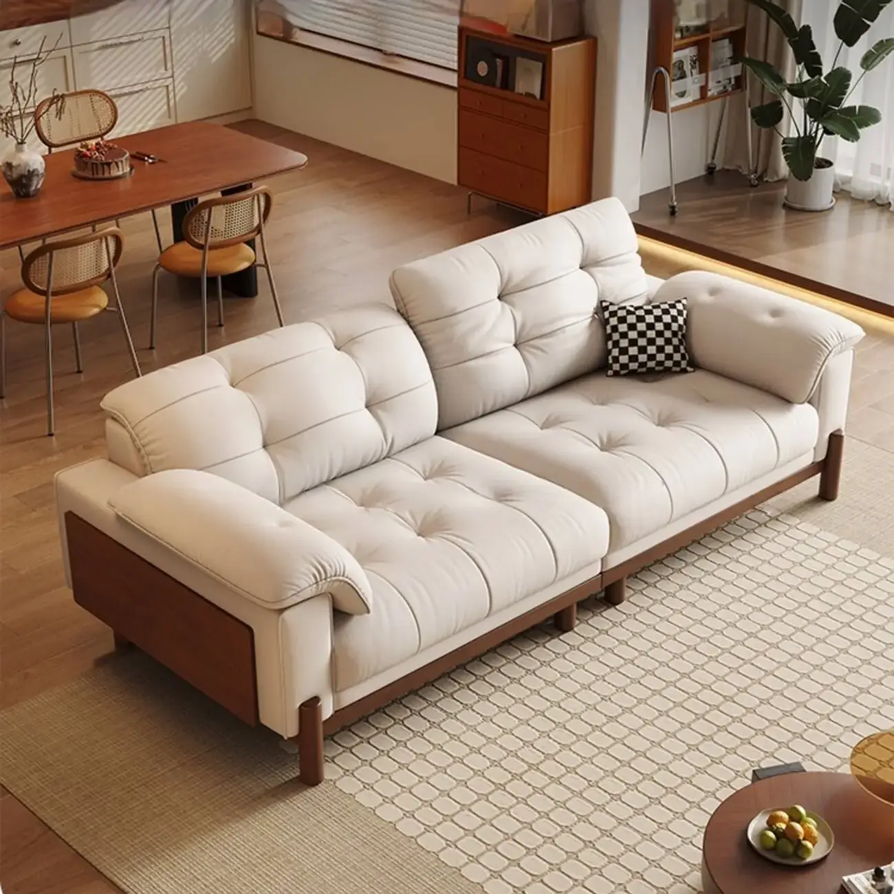 主图-01 Globe Sofa - Vintage Elegant Solid Wood Leather Sofa