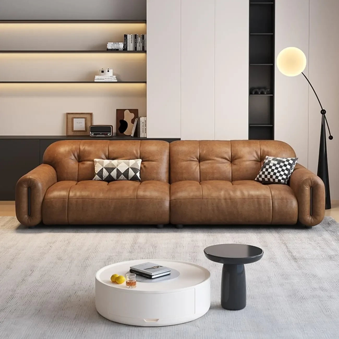 主图-01 Globe Sofa - Vintage-style oil-waxed leather sofa