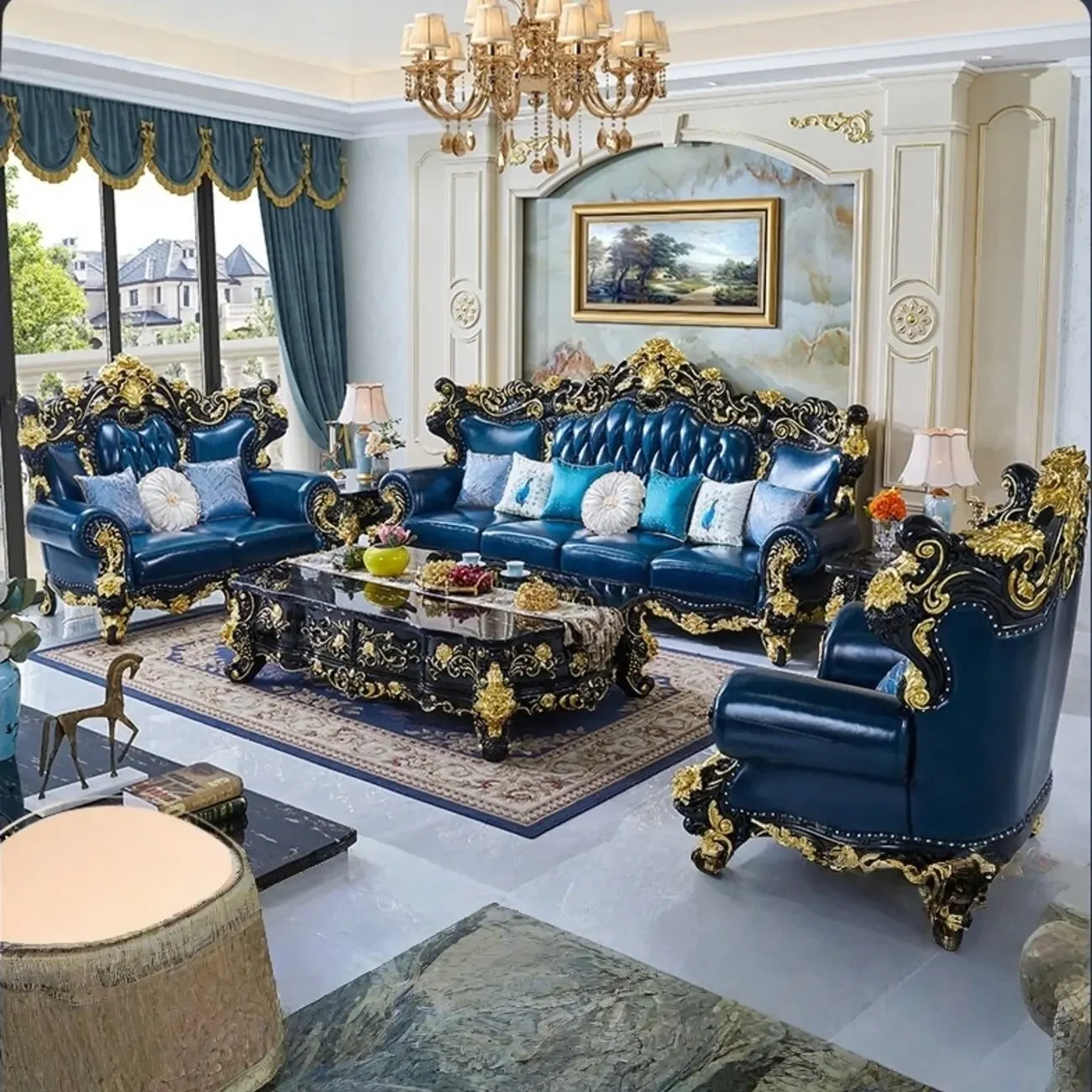 主图-02 Globe Sofa - European Style First Layer Cowhide Palace Villa Sofa