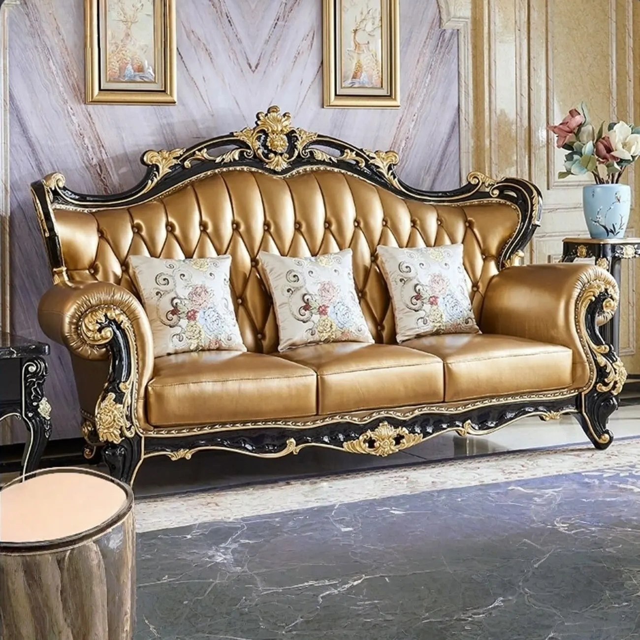 主图-02 Globe Sofa - European Style solid Wood Double-sided Carved Villa Sofa