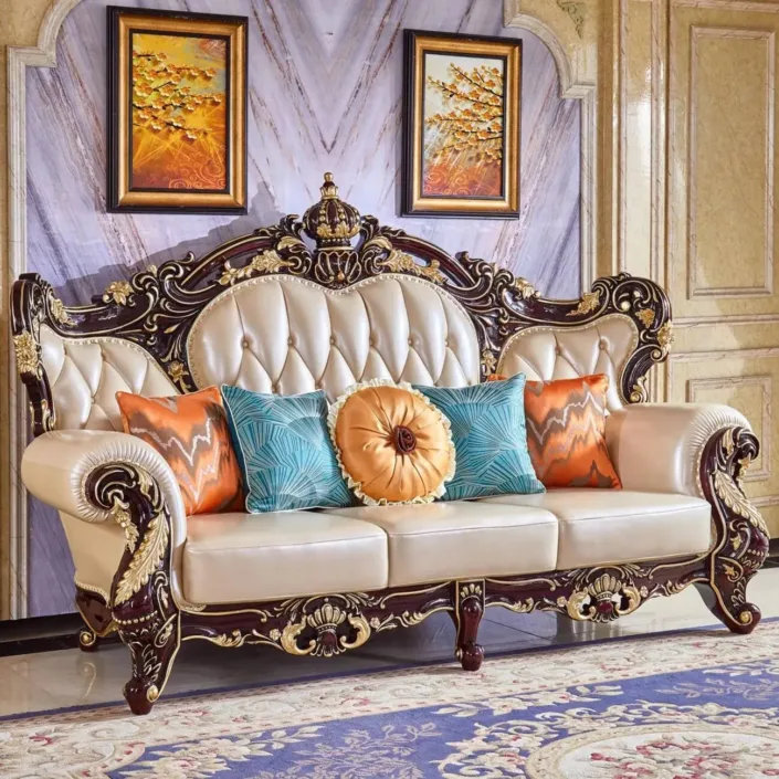 Globe Sofa - European Style Solid Wood Carved Crown Luxury Villa Sofa Globe Sofa - European Style Solid Wood Carved Crown Luxury Villa Sofa