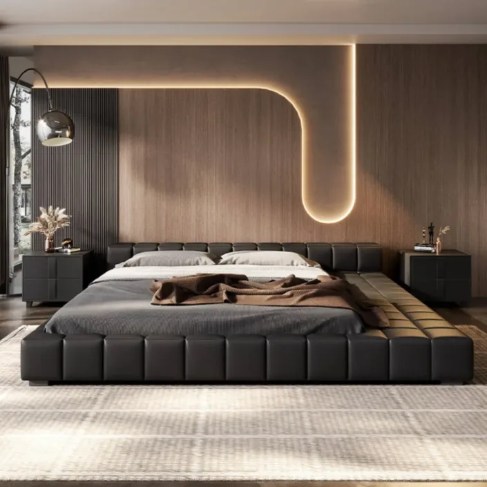 Italian Minimalist Tatami Leather Bed