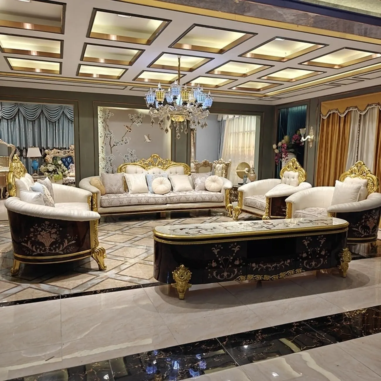 主图-03 Globe Sofa - French-style Palace Solid Wood Carved Upholstered Sofa of Noble Luxury