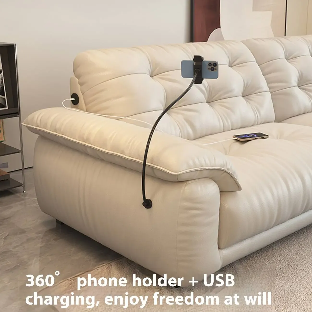 主图-03 Globe Sofa - Cream-Style Multifunctional Charging Leather Sofa