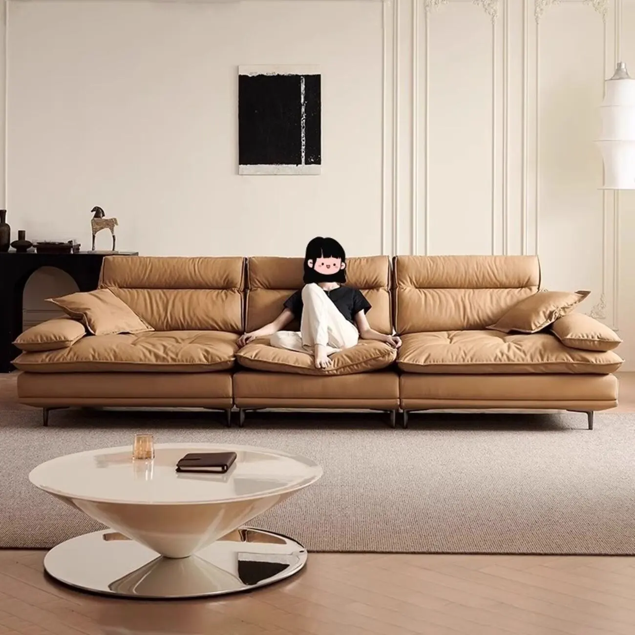 主图-03 Globe Sofa - Sailboat-inspired minimalist genuine leather sofa