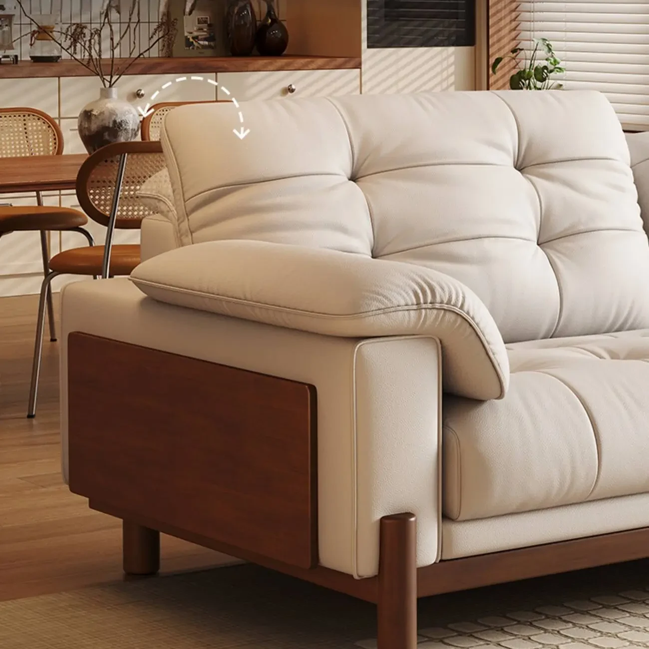 主图-03 Globe Sofa - Vintage Elegant Solid Wood Leather Sofa