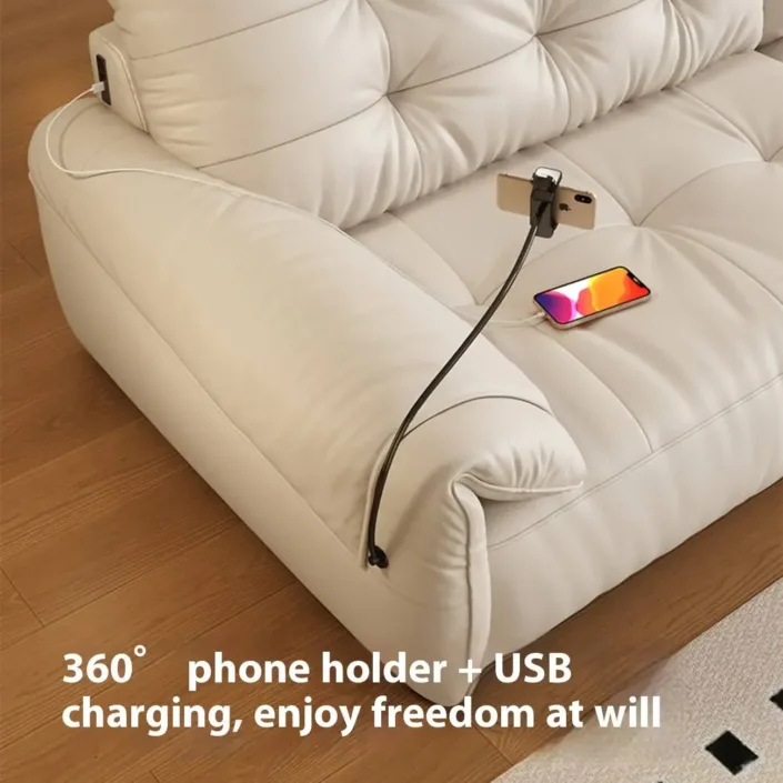 Globe Sofa - Cream Style Minimalist Rechargeable Leather Sofa Globe Sofa - Cream Style Minimalist Rechargeable Leather Sofa